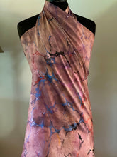 Load image into Gallery viewer, Mauve dyed Sarong Wrap 44x69 water marbled Habotai Silk random.
