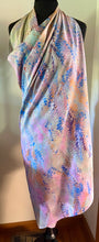 Load image into Gallery viewer, Blue pink comb Sarong Wrap 44x69 water marbled Habotai Silk random.