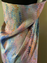 Load image into Gallery viewer, Blue pink comb Sarong Wrap 44x69 water marbled Habotai Silk random.
