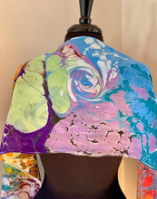 Load image into Gallery viewer, Random Colors twice marbled Charmeuse Silk 72x14” bold fun. This beautiful silk makes a unique dresser cover and scarf