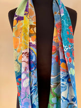 Load image into Gallery viewer, Random Colors twice marbled Charmeuse Silk 72x14” bold fun. This beautiful silk makes a unique dresser cover and scarf