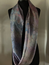Load image into Gallery viewer, Purple blue pink bouquet infinity scarf ...  One of a kind original.