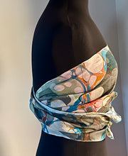 Load image into Gallery viewer, Double Marbled Italian Vein Water Marbled Habotai Silk 14x72.