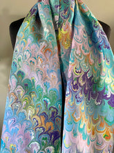 Load image into Gallery viewer, Blue Multicolored bouquet pattern Habotai Silk