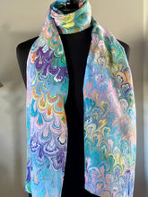 Load image into Gallery viewer, Blue Multicolored bouquet pattern Habotai Silk