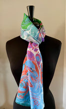 Load image into Gallery viewer, Blue pink purple random pattern Habotai Silk