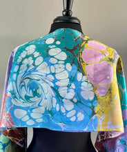 Load image into Gallery viewer, Double sided Garden Charmeuse Silk 72x14” bold fun. This beautiful silk makes a unique dresser cover and scarf .
