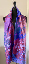 Load image into Gallery viewer, Purple Random water marbled Silk, Scarf, table runner or wall hanging.scarf ... original.