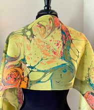 Load image into Gallery viewer, Orange Green Swirl Habotai Silk