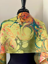 Load image into Gallery viewer, Orange Green Swirl Habotai Silk