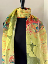 Load image into Gallery viewer, Orange Green Swirl Habotai Silk