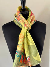 Load image into Gallery viewer, Orange Green Swirl Habotai Silk