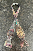 Load image into Gallery viewer, Gray multicolored bouquet water marbled silk bow tie