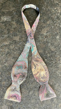 Load image into Gallery viewer, Gray multicolored bouquet water marbled silk bow tie