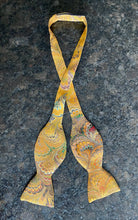 Load image into Gallery viewer, Orange multicolored bouquet water marbled silk bow tie