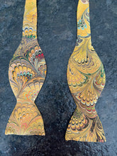 Load image into Gallery viewer, Orange multicolored bouquet water marbled silk bow tie