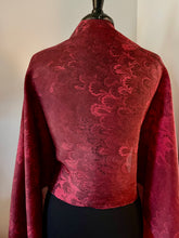 Load image into Gallery viewer, Red bouquet shawl.  Habotai silk 72x22” bold fun. This beautiful silk makes a unique dresser cover and scarf.