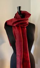 Load image into Gallery viewer, Red bouquet shawl.  Habotai silk 72x22” bold fun. This beautiful silk makes a unique dresser cover and scarf.