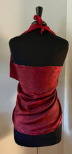 Load image into Gallery viewer, Red bouquet shawl.  Habotai silk 72x22” bold fun. This beautiful silk makes a unique dresser cover and scarf.