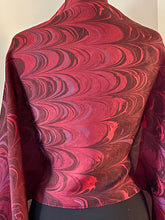 Load image into Gallery viewer, Red Comb shawl.  Habotai silk 72x22” bold fun. This beautiful silk makes a unique dresser cover and scarf.