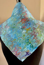 Load image into Gallery viewer, Blue Pink Multi Bouquet Pattern 21x21 Square Habotai silk. Wear this unique piece in your hair, as a neckerchief, pocket square, or accessorize your dog.