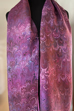 Load image into Gallery viewer, Multidyed bouquet.  Water Marbled Habotai Silk 14x72.