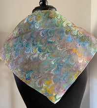 Load image into Gallery viewer, Multidyed Multi Color Bouquet Pattern 21x21 Square Habotai silk. Wear this unique piece in your hair, as a neckerchief, pocket square, or accessorize your dog.