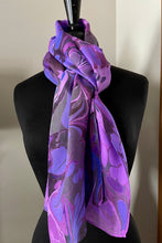 Load image into Gallery viewer, Purple Pink Marbled over hand dyed silk.  One of a kind!