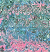 Load image into Gallery viewer, Pink & Blue Marbled 11x11”  Habotai silk,  pocket square, doily, hair tie, or accessorize your dog.