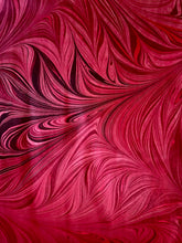 Load image into Gallery viewer, Red flame marbled Charmeuse Silk 72x14” bold fun. This beautiful silk makes a unique dresser cover and scarf