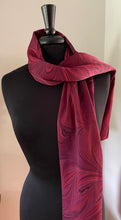 Load image into Gallery viewer, Red Flame Charmeuse Silk 72x14” bold fun. This beautiful silk makes a unique dresser cover and scarf