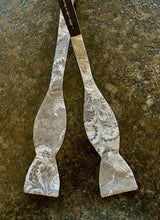 Load image into Gallery viewer, Gray & White  water marbled silk bow tie