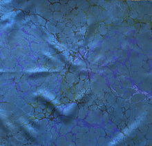 Load image into Gallery viewer, Blue Italian Vein 21x21 Square Habotai silk. Wear this unique piece in your hair, as a neckerchief, pocket square, or accessorize your dog.