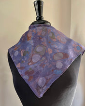 Load image into Gallery viewer, Purple Stone 21x21 Square Habotai silk. Wear this unique piece in your hair, as a neckerchief, pocket square, or accessorize your dog.