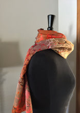 Load image into Gallery viewer, Orange Italian vein Charmeuse Silk 72x14” bold fun. This beautiful silk makes a unique dresser cover and scarf