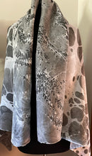 Load image into Gallery viewer, Double marbled  Black & White Habotai Silk 35x57 Sarong Wrap