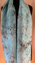 Load image into Gallery viewer, Turquoise gray Bouquet Patterned Habotai Silk