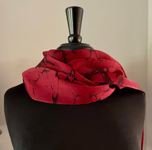 Load image into Gallery viewer, Red Italian Vein Charmeuse Silk 72x14” bold fun. This beautiful silk makes a unique dresser cover and scarf
