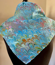 Load image into Gallery viewer, Blue Pink Multi Bouquet Pattern 21x21 Square Habotai silk. Wear this unique piece in your hair, as a neckerchief, pocket square, or accessorize your dog.
