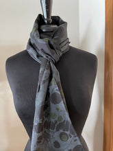 Load image into Gallery viewer, Black Stone Pattern Water Marbled Habotai Silk 14x72.