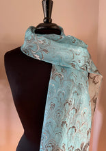 Load image into Gallery viewer, Turquoise gray Bouquet Patterned Habotai Silk