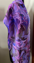 Load image into Gallery viewer, Purple Pink Marbled over hand dyed silk.  One of a kind!