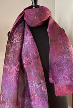 Load image into Gallery viewer, Multidyed bouquet.  Water Marbled Habotai Silk 14x72.