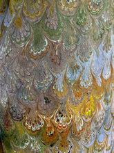 Load image into Gallery viewer, Blue Bouquet marbled  Charmeuse  Silk 72x14” bold fun. This beautiful silk makes a unique dresser cover and scarf