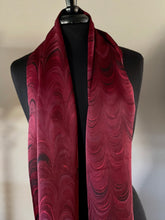 Load image into Gallery viewer, Red Combed Charmeuse Silk 72x14” bold fun. This beautiful silk makes a unique dresser cover and scarf