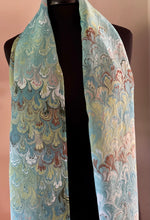 Load image into Gallery viewer, Green bouquet  Patterned Habotai Silk