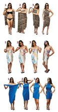 Load image into Gallery viewer, Blue bouquet Sarong Wrap 44x69 water marbled Habotai Silk.