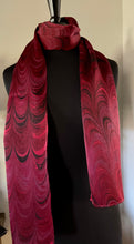Load image into Gallery viewer, Red Combed Charmeuse Silk 72x14” bold fun. This beautiful silk makes a unique dresser cover and scarf