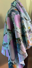 Load image into Gallery viewer, Blue Stone Sarong Wrap 44x69 water marbled Habotai Silk.