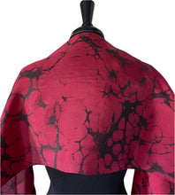 Load image into Gallery viewer, Tokyo  Red & Black Italian Vein, a Classic !  14"x72" Habotai silk, complete with scarf tying guide and picture postcard